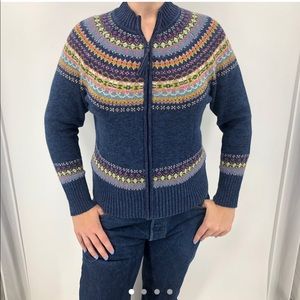 Sweater Jacket Navy Blue Knitted Jacket Medium